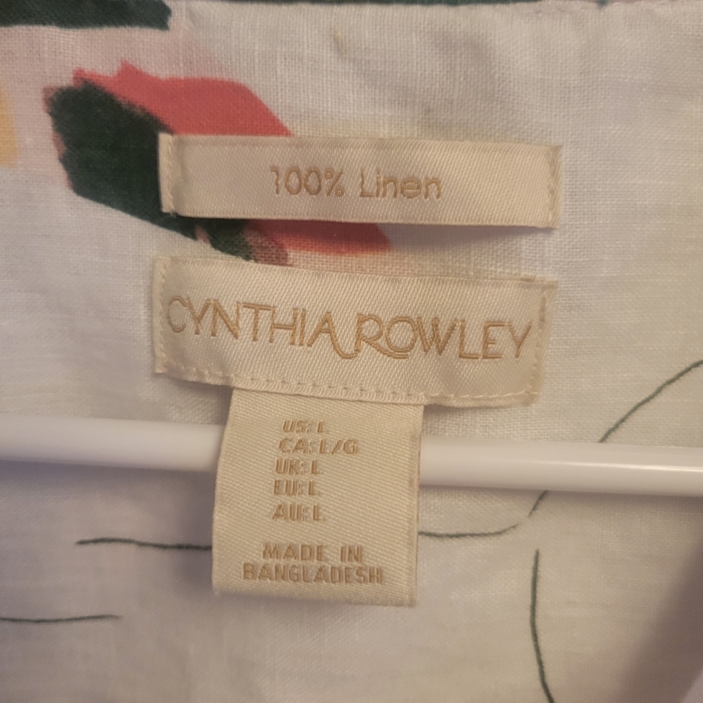 Cynthia Rowley Womens Large Linen Top Beachy Vacation Casual - Picture 5 of 5